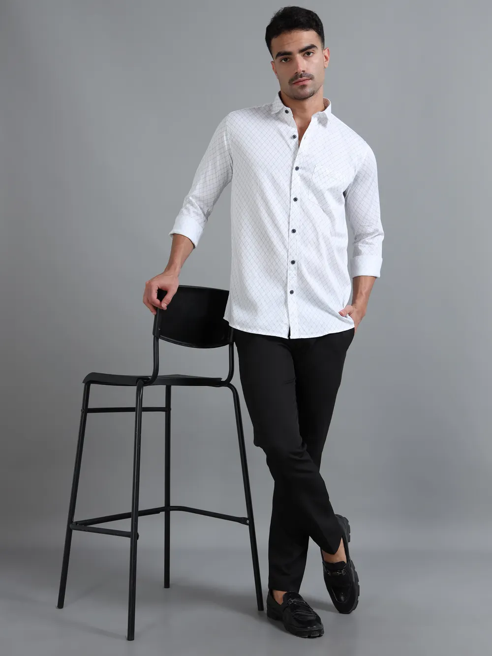 Glacier White Geometric Printed Shirt